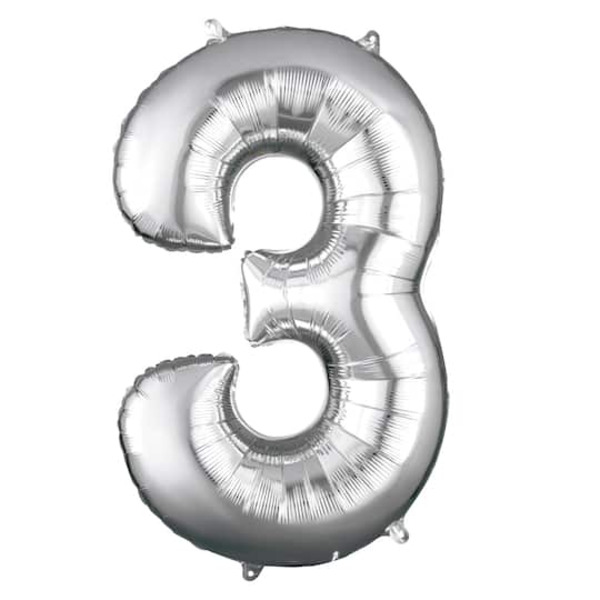 Anagram INFLATED 34" Silver Number Mylar Balloon