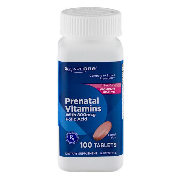 CareOne Prenatal Vitamins with 800mcg Folic Acid Tablets 100 CT (100