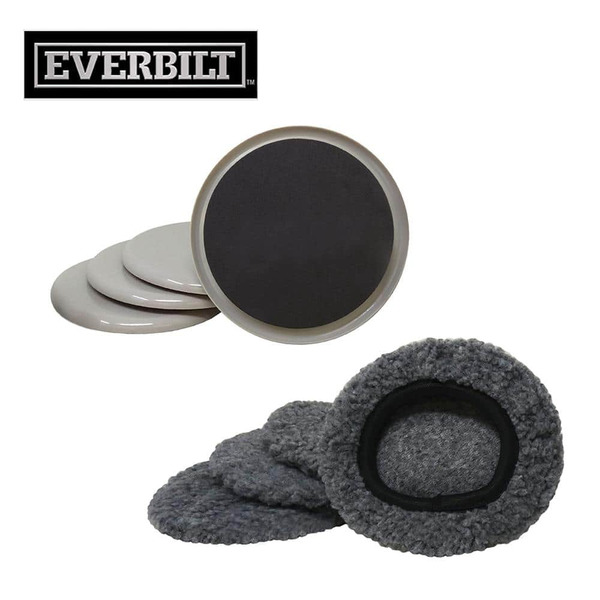 Everbilt 4-3/4 In. Round Plastic Furniture Sliders And Socks For Hard And Carpeted Floor Protection (8-piece)
