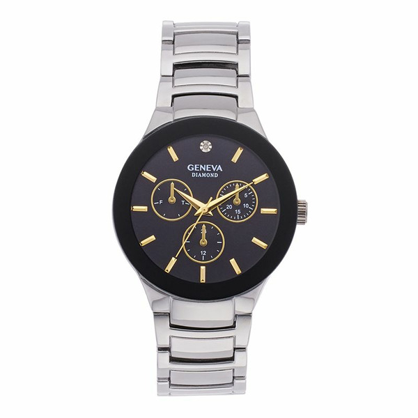 Geneva Men's Diamond Accent Bracelet Watch, Grey