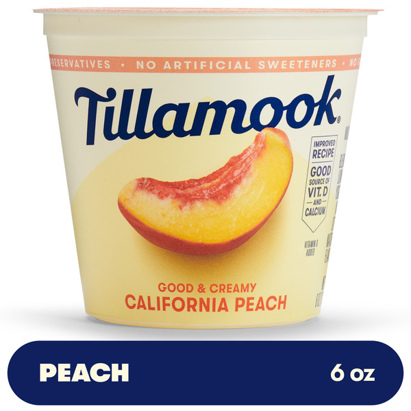 Tillamook California Peach Low Fat Good & Creamy Yogurt, 6oz