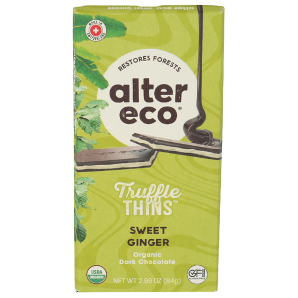 Alter Eco Organic Sweet Ginger Truffle Thins Dark Chocolate Bar
