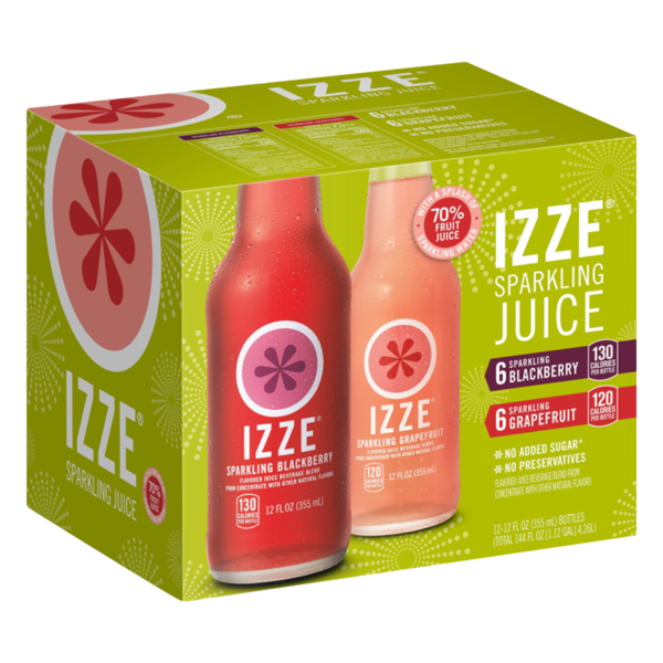 Izze Sparkling Juice Variety ( Fluid ) 144 Fluid Glass Bottles (9 lb