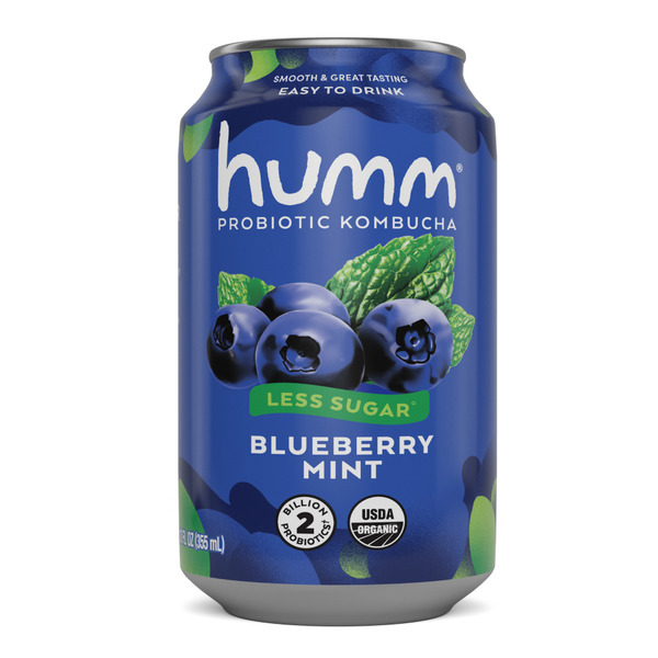 Humm Kombucha Blueberry Mint, Probiotic Kombucha Same-Day Delivery