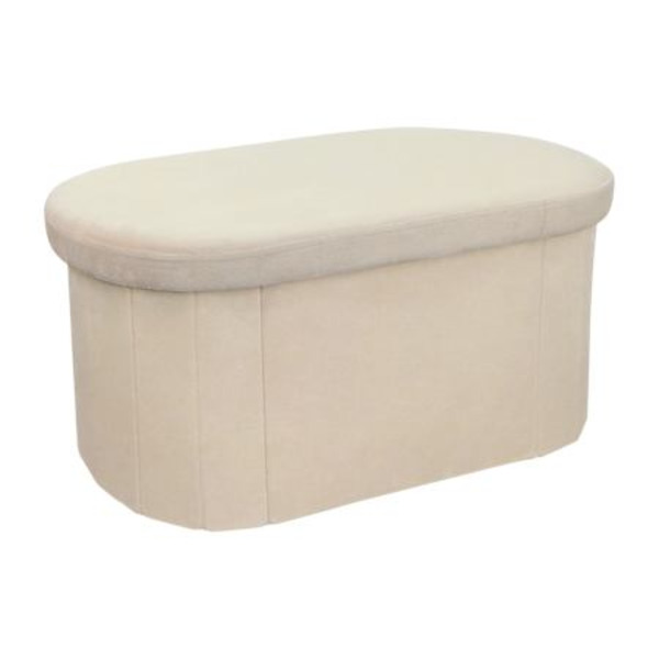 Room 2 Room Oval Velvet Ottoman - Beige