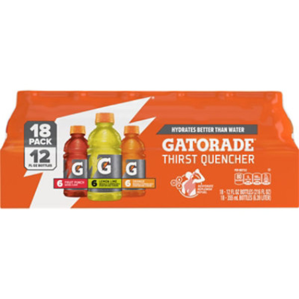 Gatorade Thirst Quencher, Lemon Lime, Fruit Punch, Orange, 18 Pack