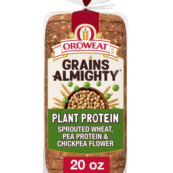 Oroweat Grains Almighty, Plant Protein, Bread, Protein Bread, 20 oz