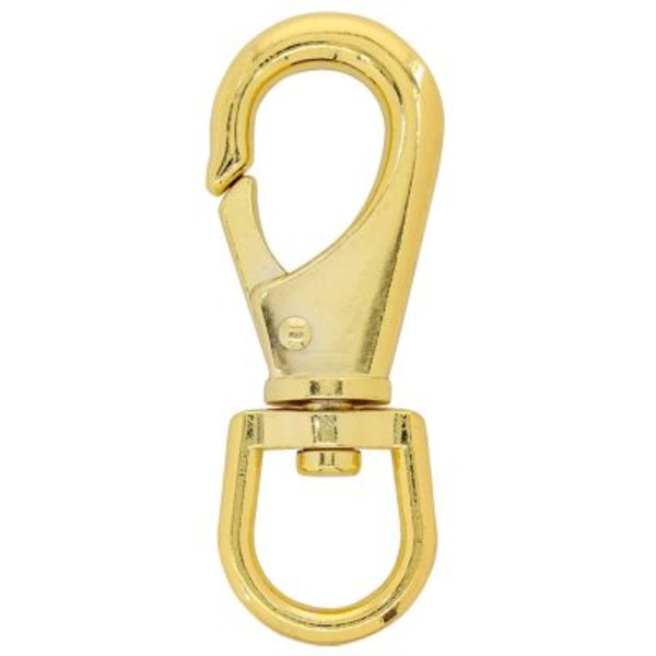 Hillman Hardware Essentials 3/4 x 3-5/8in. Boat Snap with Swivel Eye, Brass-Plated