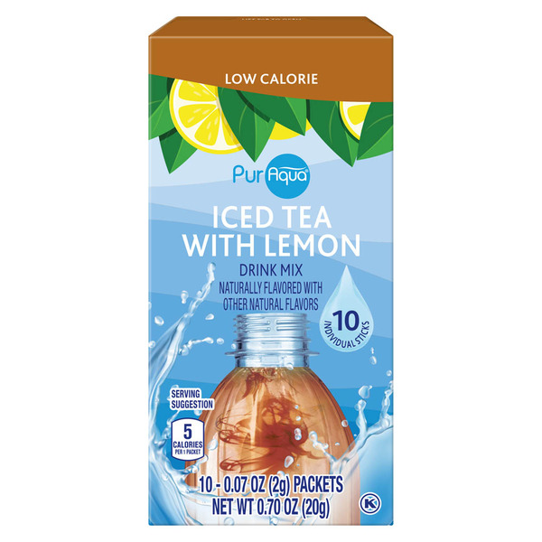 PurAqua Single Serve Iced Tea with Lemon Drink Mix Sticks