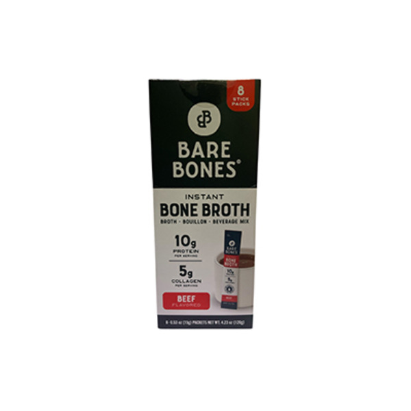 Bare Bones Bone Broth, Instant, Beef Flavored, Stick Packs