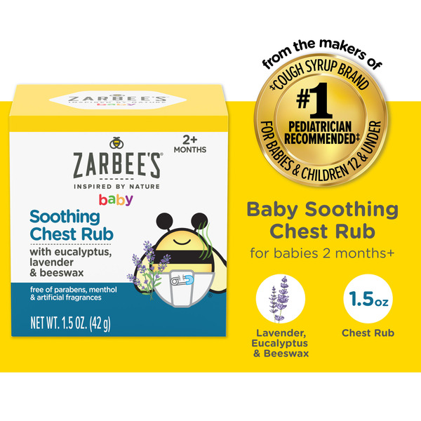baby kidsリーフ Zarbee's Baby Soothing Chest Rub, Eucalyptus, Lavender, 1.5 oz