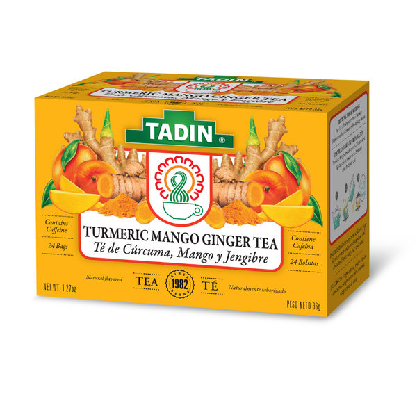 Tadin Turmeric Mango Ginger Tea, Caffeinated Herbal Tea