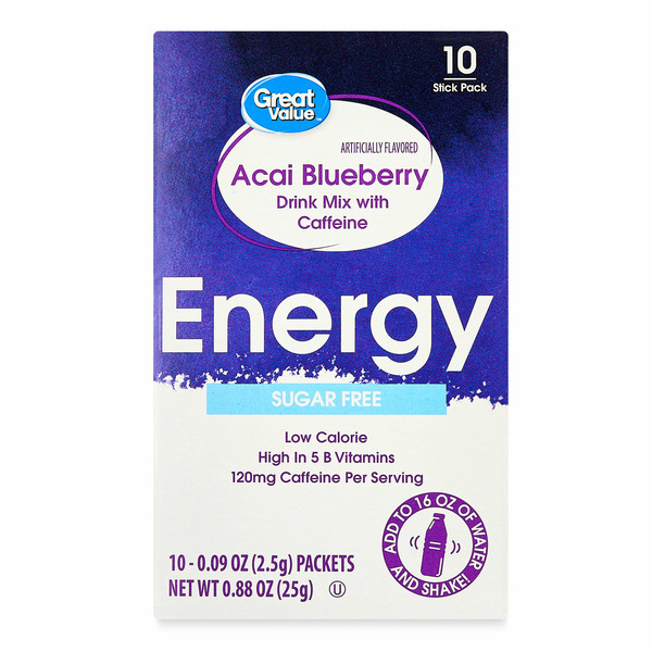 Walmart Great Value Blueberry Acai Energy Drink Mix Same-Day