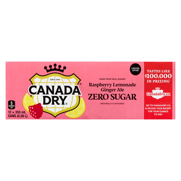Giant Tiger Raspberry Canada Dry Zero Sugar Raspberry Lemonade Ginger Ale. 12-Pack Same-Day ...