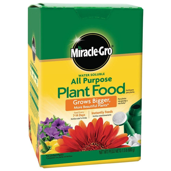 Miracle-gro Water Soluble All Purpose Plant Food 1.5 Lbs. For Indoor/outdoor Plants, Roses, Flowers, Vegetables, Dry Fertilizer