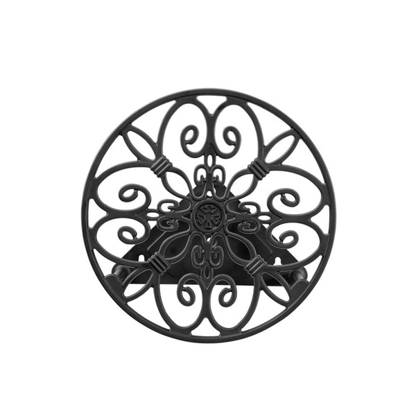 Liberty Garden 125 Ft. Americana Matte Black Cast Aluminum Decorative Round Hose Hanger Garden Hose Reel