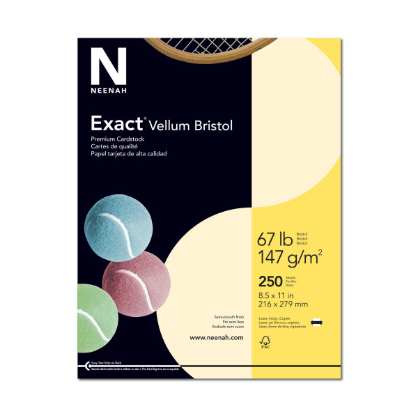 Neenah Exact Vellum Bristol Cover Stock - Ivory -  8.5" x 11" - 67 lb