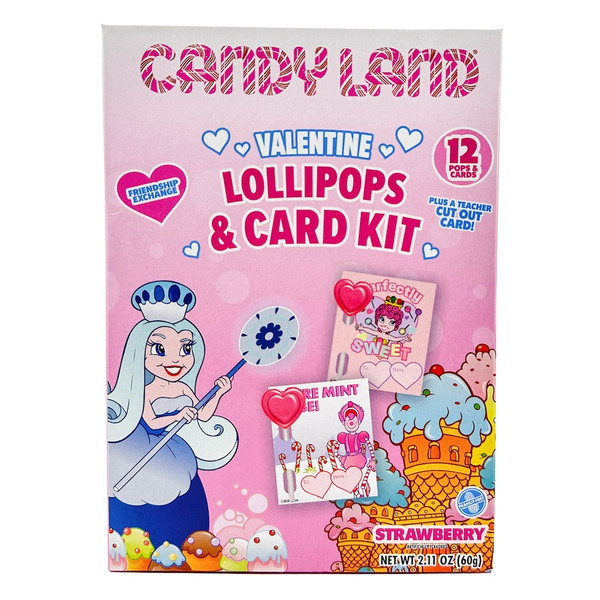 Candy Land Strawberry Valentine Lollipops & Card Kit Same-Day