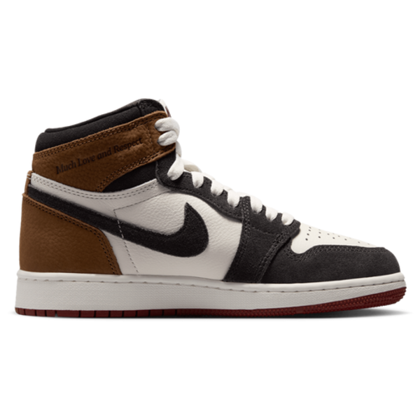 Jordan Big Kids' Retro 1 High OG Casual Shoes, Size 4.5 - Shadow Brown/Light British Tan/Light British Tan/Team Red