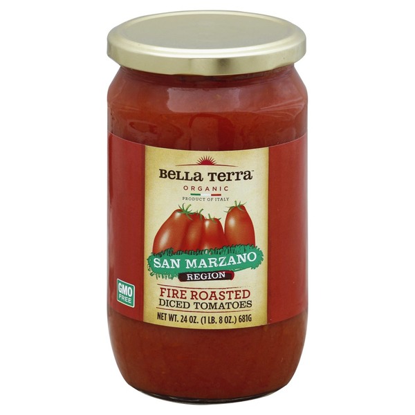 Bella Terra Tomatoes, Fire Roasted, San Marzano Region, Diced (24 oz