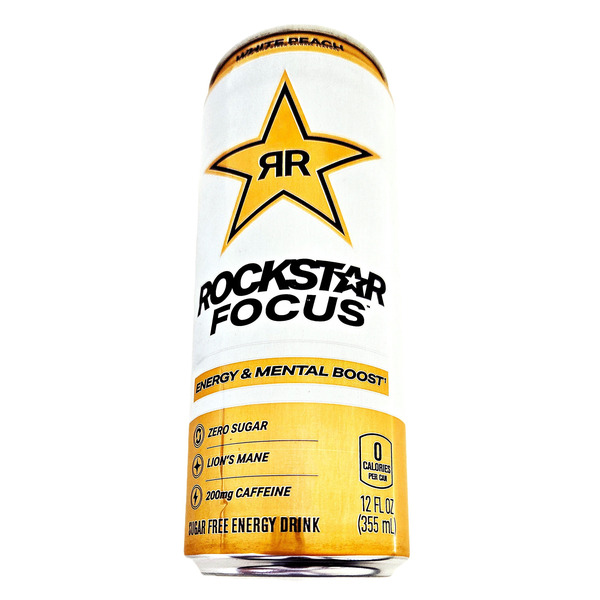 Rockstar Focus Sugar Free Energy Drink White Peach Same-Day