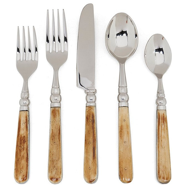 Southern Living Natural Bone 20-Piece Stainless Steel Flatware Set