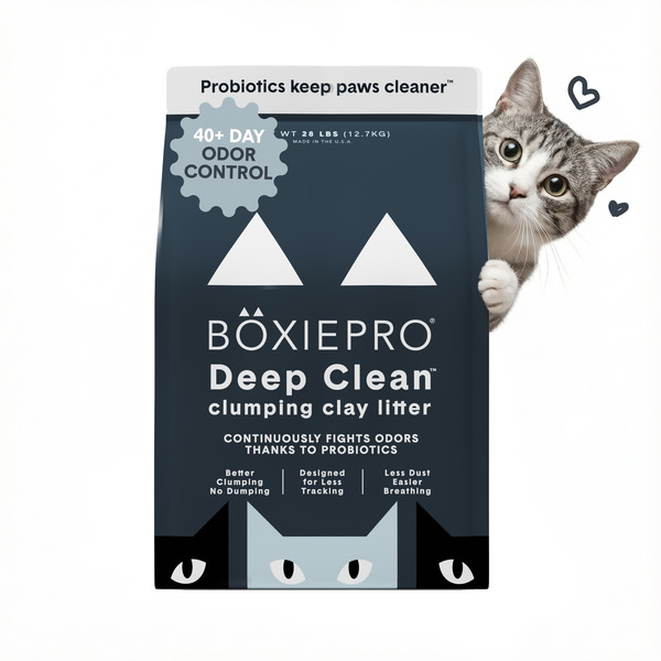 BoxiePro Deep Clean Probiotic Clumping Clay Cat Litter, Scent Free