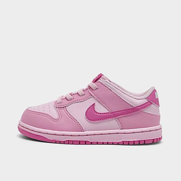 Nike Girls' Toddler Dunk Low Stretch Lace Casual Shoes, Size 8 - Pink Rise/Pink Foam/White/Playful Pink