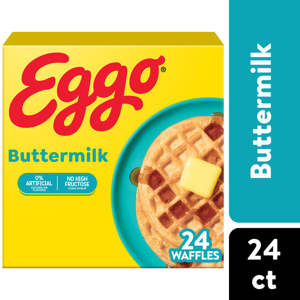 Eggo Buttermilk Waffles, Frozen Breakfast, Family Pack, 24 Count