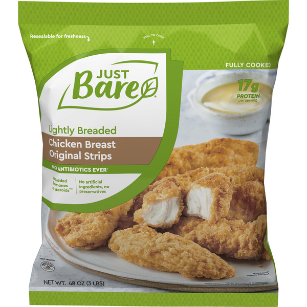 Just Bare Fully Cooked Lightly Breaded Chicken Breast Strips Same-Day ...