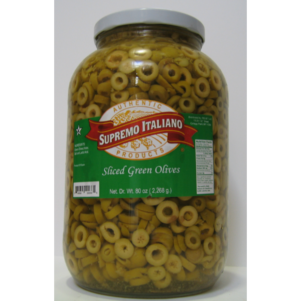 Supremo Italiano - Sliced Green Olives - gallon