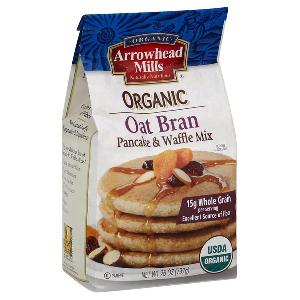 Arrowhead Mills Pancake & Waffle Mix, Oat Bran, Organic, Bag (26 oz