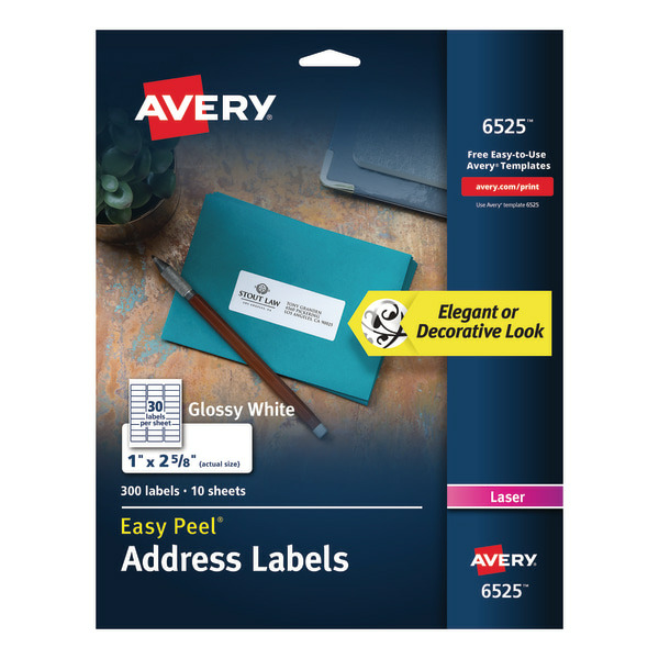 Avery Mailing Glossy Permanent Labels - White - 1" x 2 5/8"