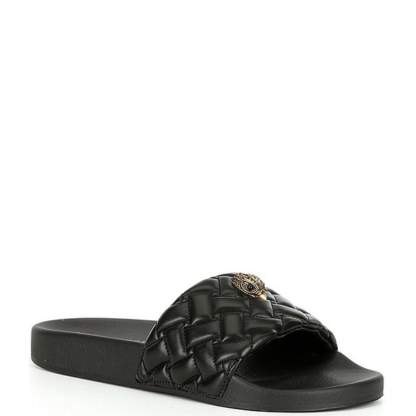 Kurt Geiger London Women's Meena Quilted Logo Ornament Pool Slide Sandals