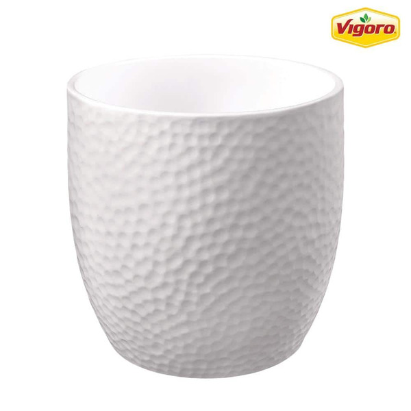 Vigoro Ellory Medium Matte White Ceramic Planter (8.3 In. L X 8.3 In. D X 7.9 In. H)