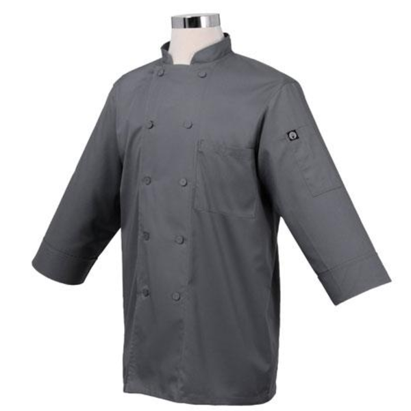 Morocco Chef Coat, double-breasted, 3/4 sleeves, gray, 2XL