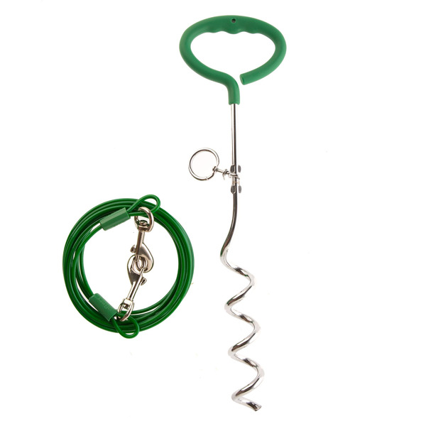 Top Paw Easy Grab Stake Dog Tie-Out - Green