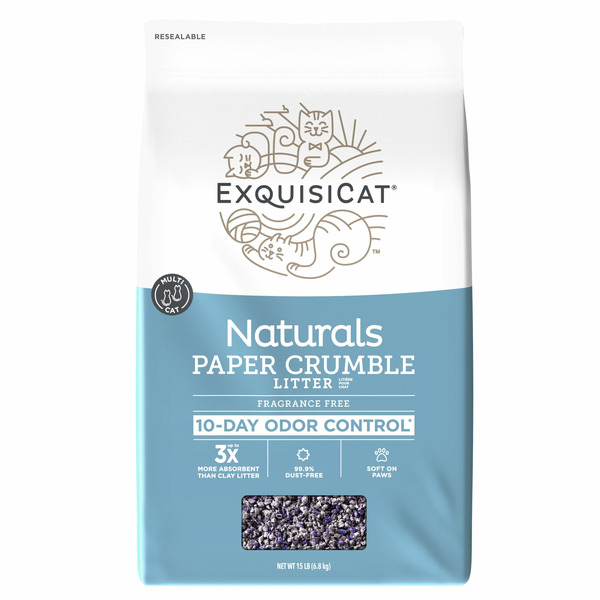 Exquisicat Unscented Low Dust Natural Naturals Multi-Cat Paper Crumbles Cat Litter
