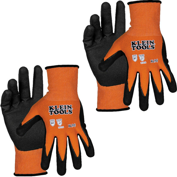 Klein Tools Knit Dipped Gloves, Cut Level A1, Touchscreen, X-Large, 2-Pair