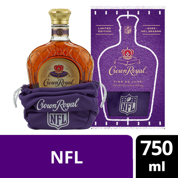 Crown Royal Fine De Luxe Blended Canadian Whisky Bottle with NFL