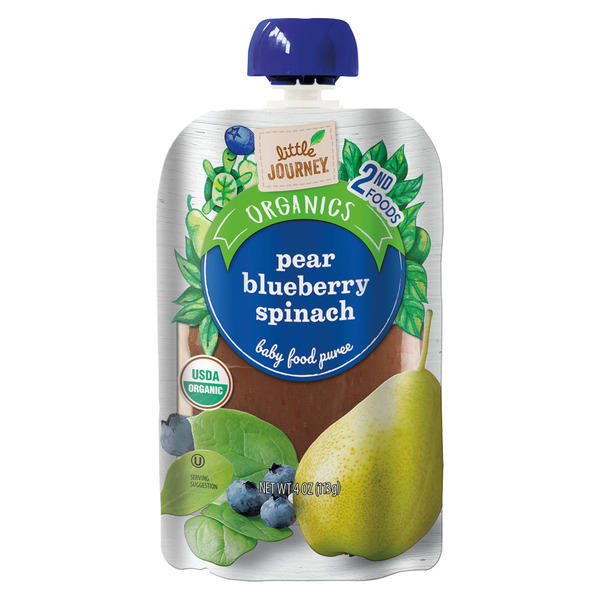 Little Journey Pear Blueberry Spinach Baby Food Puree
