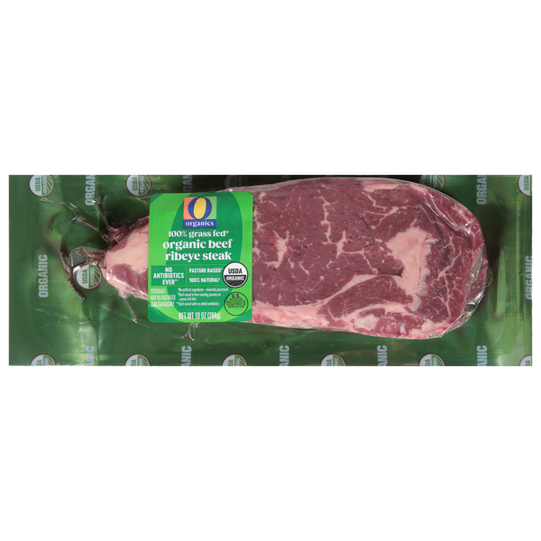 O Organics Beef, 100% Grass Fed, Organic, Ribeye Steak