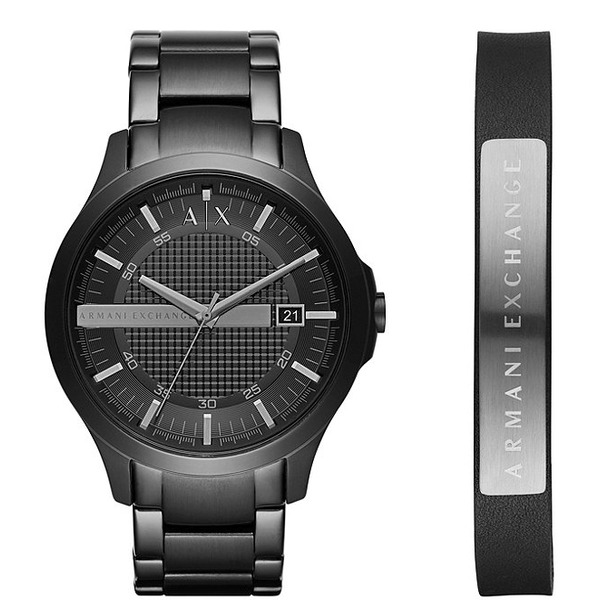 Armani Exchange Men's Dress Stainless Steel Analog Watch Bracelet Gift Set