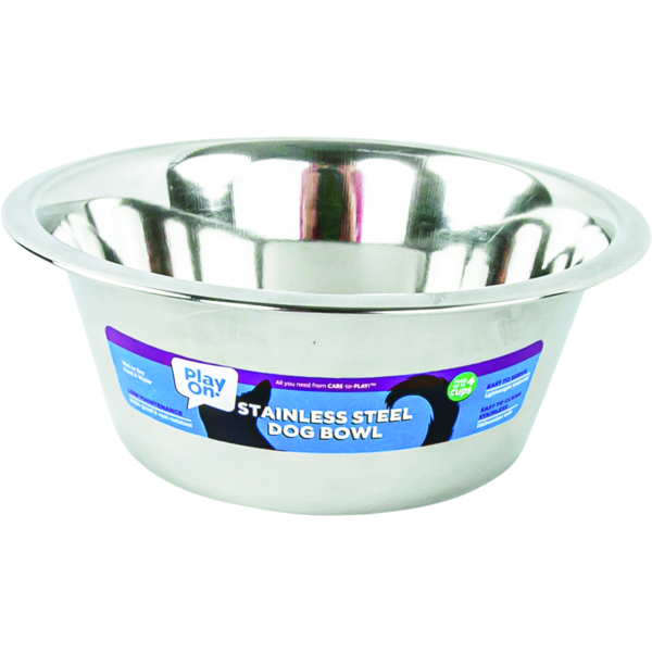 Play On Stainless Steel Dog Bowl
