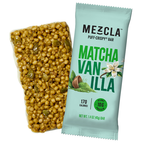 Mezcla Puff Crispy Protein Bar, Matcha Vanilla, Gluten Free Same