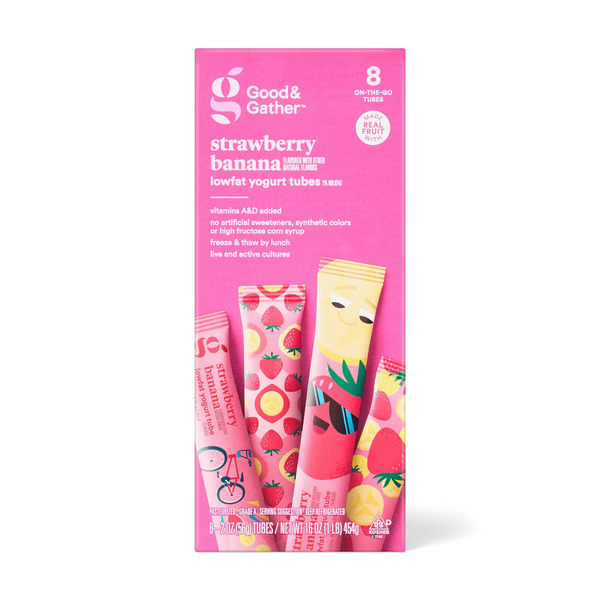Good & Gather Strawberry Banana Lowfat Yogurt Tubes