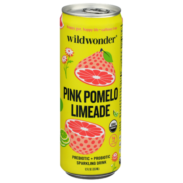 Wild Wonder Organic Pink Pomelo Limeade Prebiotic + Probiotic Sparkling Drink