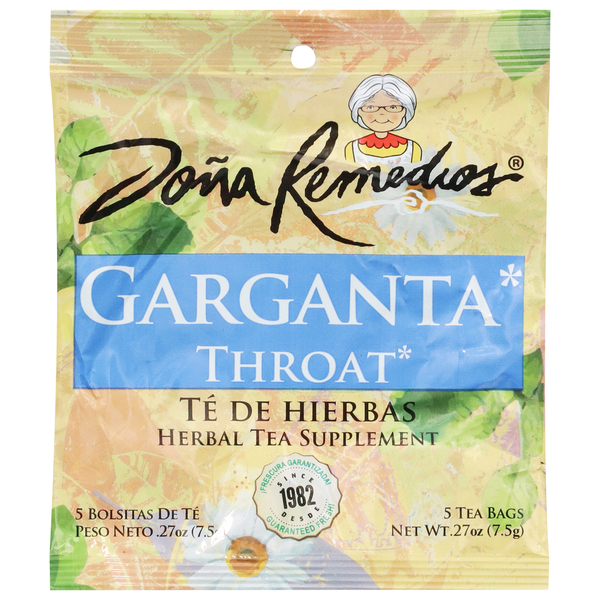 Dona Remedios Herbal Tea Supplement, Throat, Tea Bags