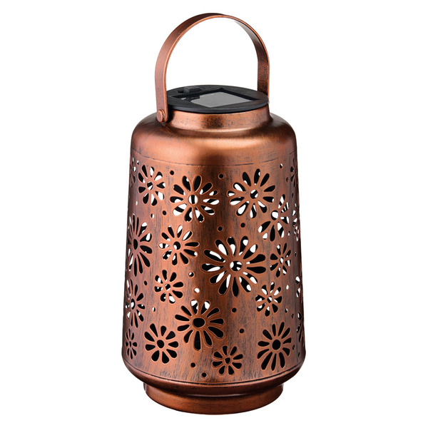 Belavi Solar Decorative Metal Lantern, Bronze Flower Same-Day