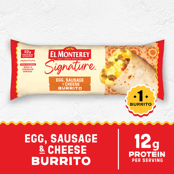 El Monterey Signature Breakfast Burrito Egg, Sausage & Cheese